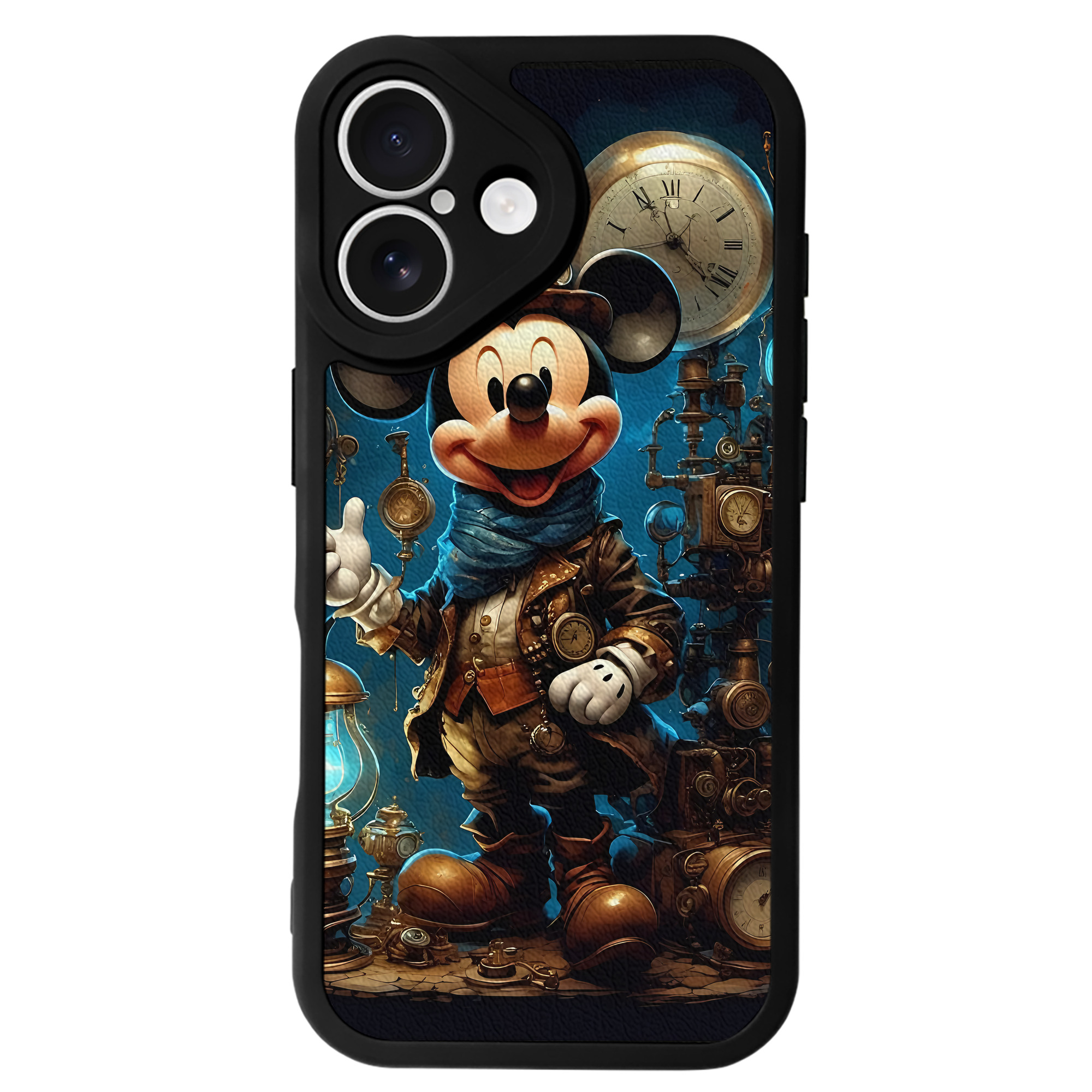 （画像用） ミッキーマウス Mickey Mouse 【iPhone 16シリーズ対応】シリコンスマホケース（レザー調） 材質：シリコン